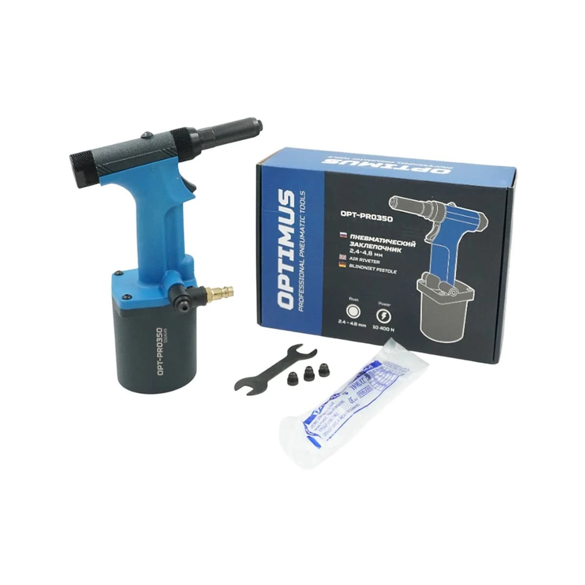 Пневмогидравлический заклёпочник 2,4–4,8 мм Optimus OPT-PR0350
