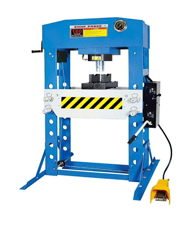 Пресс гидравлический 100 тонн, напольный, ручной/пневматический привод, цвет синий RAL 5005 ROSSVIK