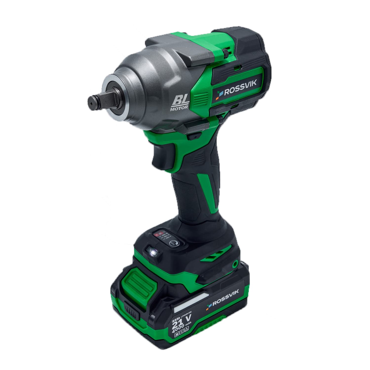 Гайковерт аккумуляторный ROSSVIK RIW-1000, 1/2″, 1000Nm, 21В, 1,9кг (Арт.RIW1000/2, 2 АКБ, ЗУ, кейс)