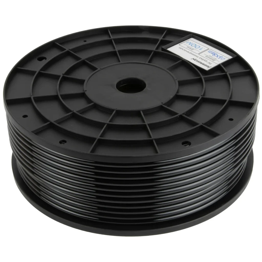 Трубка пневматическая полиуретановая чёрная 5×8 мм, 100 м, 20 бар Harrison HUS0508-BK