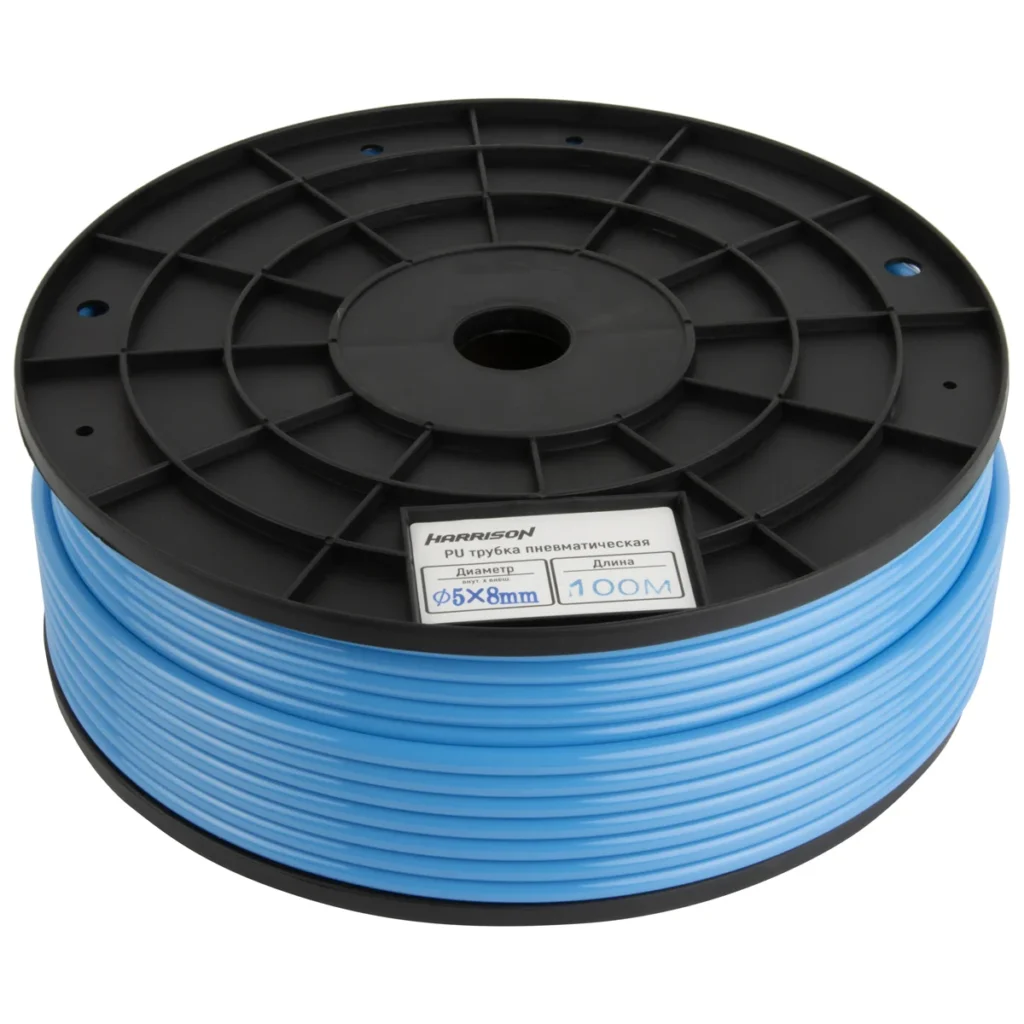 Трубка пневматическая полиуретановая синяя 5×8 мм, 100 м, 15 бар Harrison HUS0508-BS